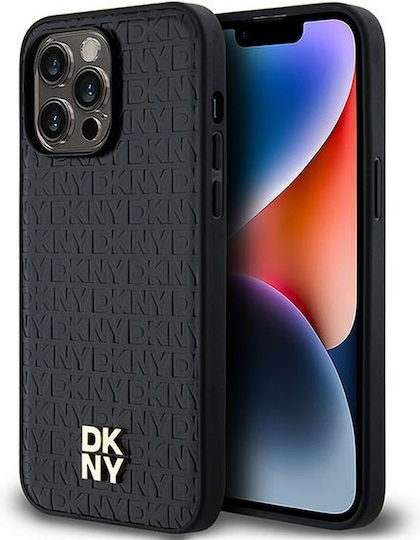 Dkny Pu Leder Wiederholungsmuster Stapel Logo Magsafe Hülle Iphone 14 Pro Max Schwarz