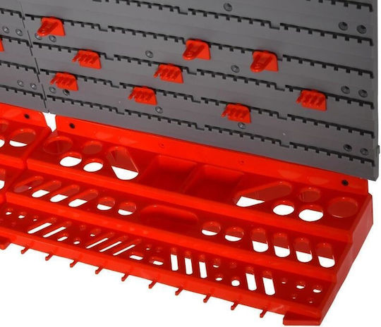 Tool Panel Pp 2 Modules 2 Shelf Support Types 50 Hooks Gray Red Max 30 Kg 95.5x53.5 Cm
