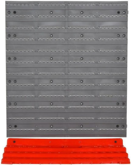 Tool Panel Pp 2 Modules 2 Shelf Support Types 50 Hooks Gray Red Max 30 Kg 95.5x53.5 Cm