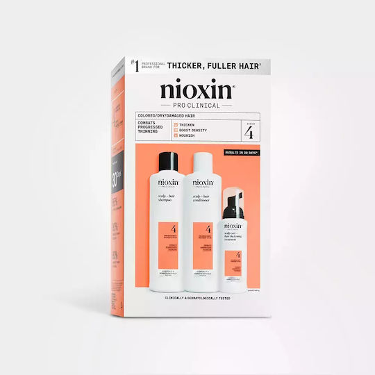 Nioxin 4 Комплекта Грижа За Косата За Лечение На Косопад За Боядисана Коса С Шампоан И Балсам 3 Бройки