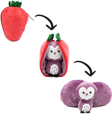 Plush 22cm Les Deglingos Veggie Series Violet Owl-Strawberry