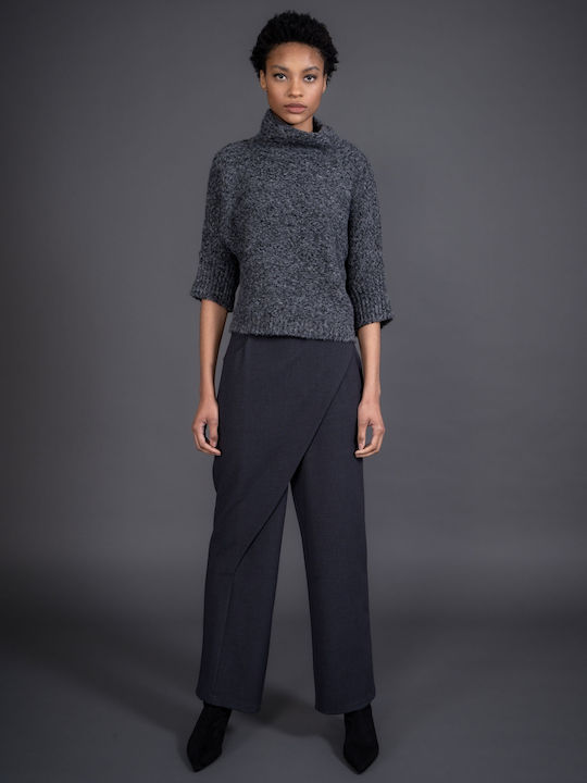 Women's Sweater with 3/4 Sleeve Gray