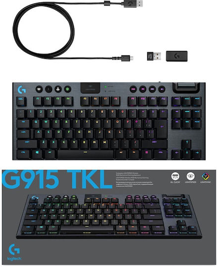 Logitech G915 TKL Wireless Gaming Mechanical Keyboard Tenkeyless with GL Linear switches and RGB lighting (Scandinavian)