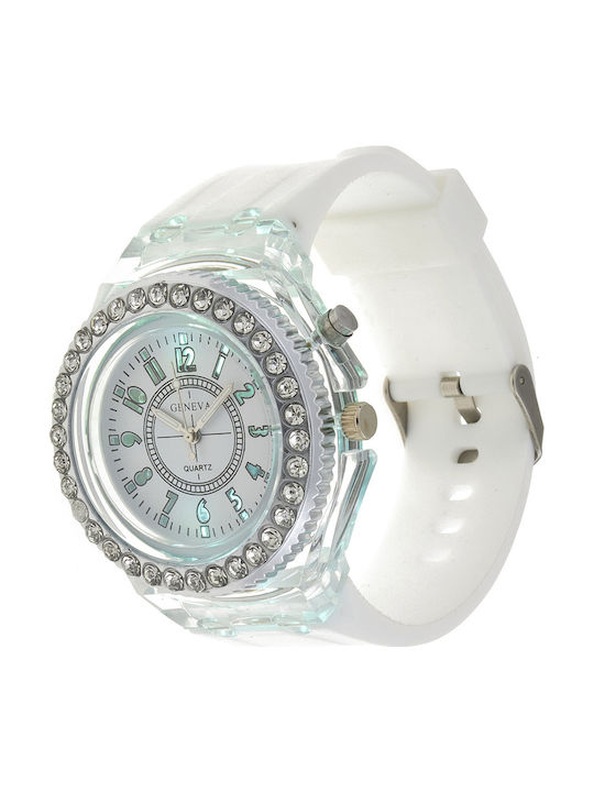 Women's Watch with White Rubber Strap