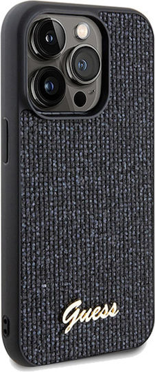 Guess Disco Metal Script Umschlag Rückseite Kunststoff 1.5mm Schwarz (iPhone 14 Pro)