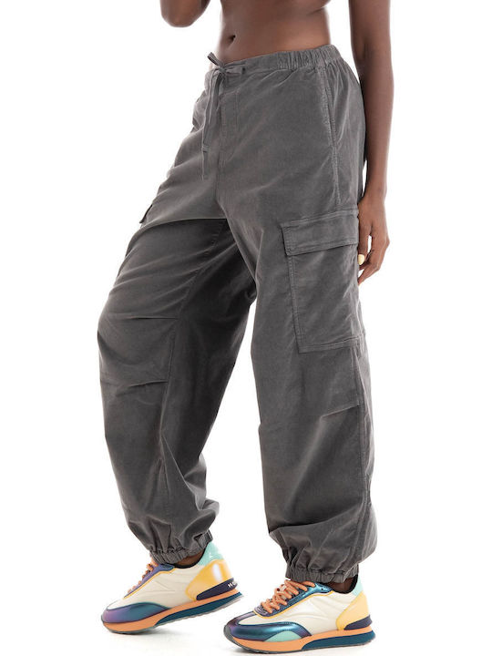 Women's Fabric Cargo Trousers Grey