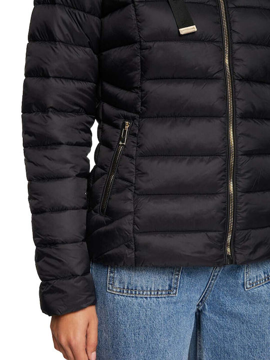 Kurze Damenjacke für Winter Schwarz