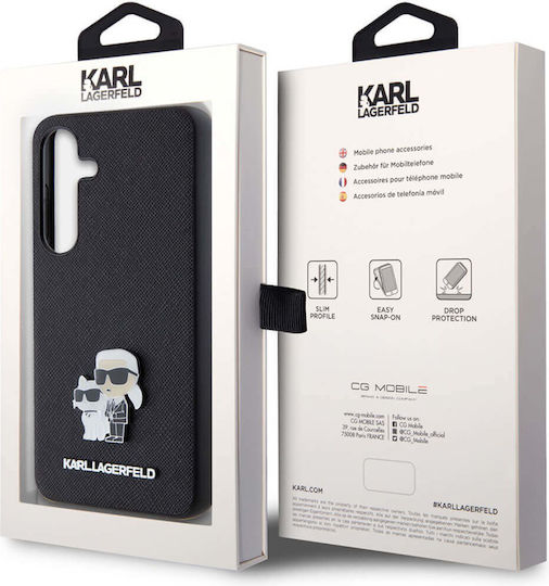 Karl Lagerfeld Saffiano Karl Задна корица Пластмаса / Кожа Черен (Galaxy S24)