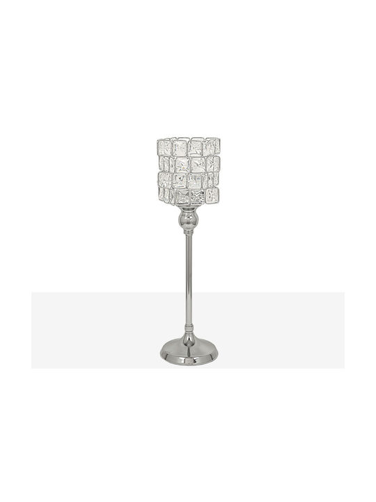 Romimex Candle Holder Metal in Silver Color 13x13x40cm 1pcs