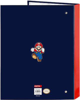 Тефтер с рингове Super Mario World, тъмносин, A4, 26.5 x 33 x 4 см