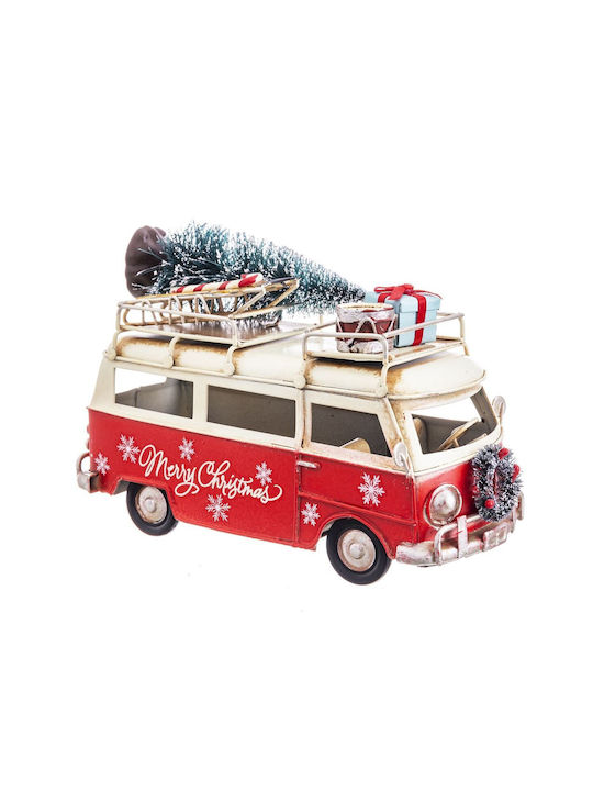 Christmas Ornament Red Multicolor Metal Van 17.5 X 7.5 X 11 Cm