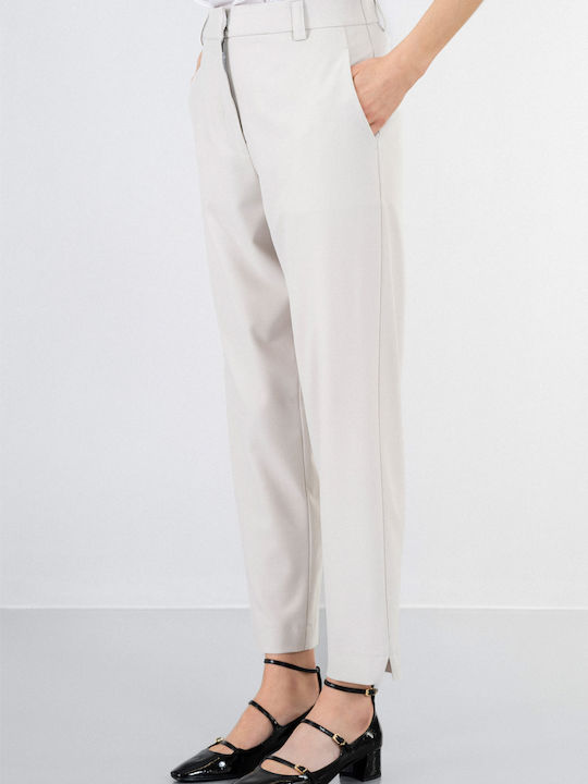 Philosophy Wear Women's High-waisted Fabric Trousers in Regular Fit Ice