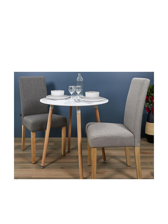 Round Table Dining Room Wooden White 76x76x75.5cm