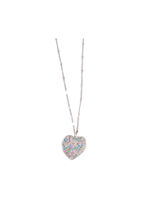 Prince Silvero Necklace with design Heart from Silver with Zircon