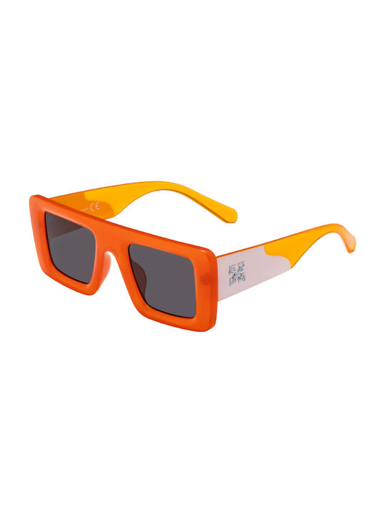 Women's Sunglasses with Orange Plastic Frame and Black Lens Pd