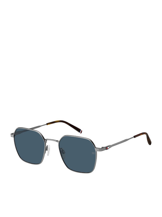 Tommy Hilfiger Unisex Γυαλιά Ηλίου με Ασημί Μεταλλικό Σκελετό και Μπλε Φακό