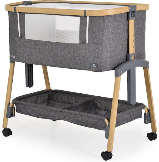 Cangaroo Λίκνο Amo με Στρώμα, Πλαϊνό Άνοιγμα και Ρόδες Dark Grey