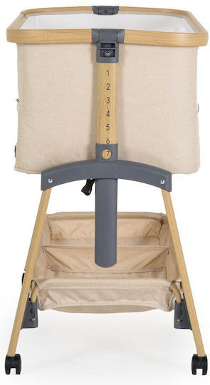 Cangaroo Cradle Amo with Mattress, Side Opening, and Wheels Beige