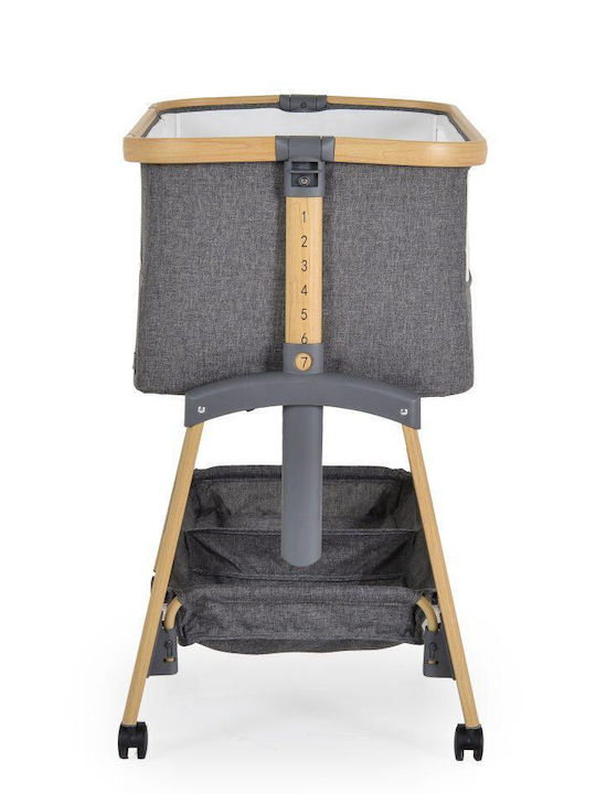 Cangaroo Λίκνο Amo με Στρώμα, Πλαϊνό Άνοιγμα και Ρόδες Dark Grey