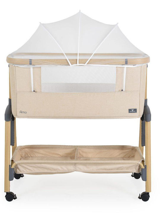 Cangaroo Λίκνο Amo με Στρώμα, Πλαϊνό Άνοιγμα και Ρόδες Beige