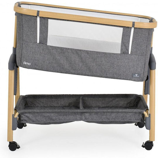 Cangaroo Λίκνο Amo με Στρώμα, Πλαϊνό Άνοιγμα και Ρόδες Dark Grey