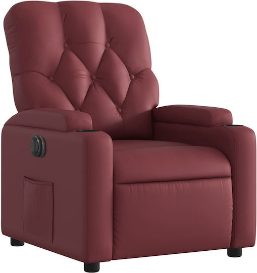 Relaxsessel mit Fußhocker aus Kunstleder Bordeaux, Red 74x86.5x93.5cm