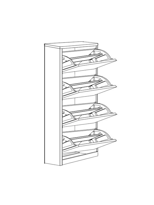 Holz Schuhschrank Lykke mit 4 Regalen Beige L50xW24xH148cm