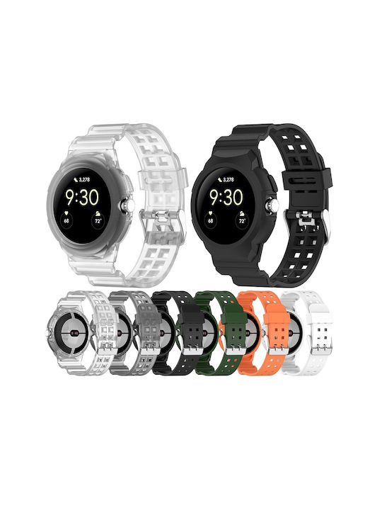 Techsuit Λουράκι Σιλικόνης Μαύρο (Google Pixel Watch 1 / 2 / 3 / 4 41mm)