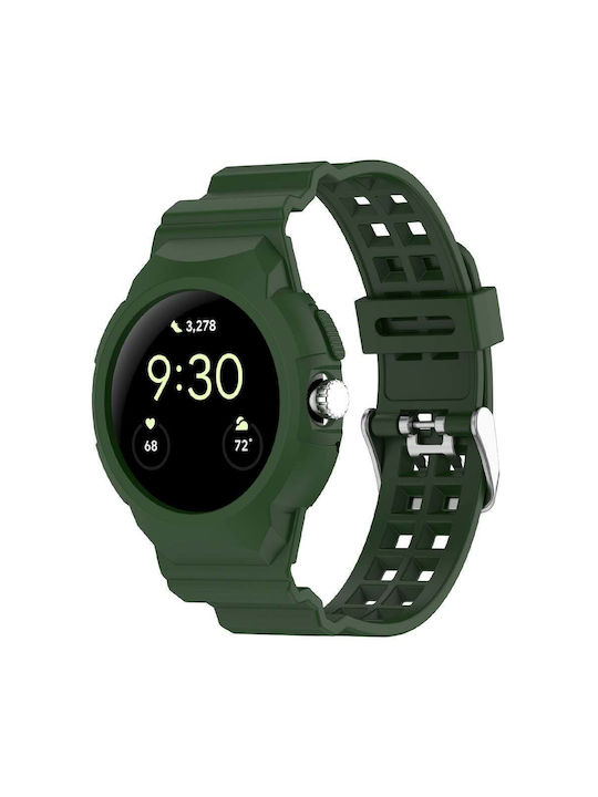 Techsuit Watchband Armband Silikon Grün (Google Pixel Watch 1 / 2 / 3 / 4 41 mm)