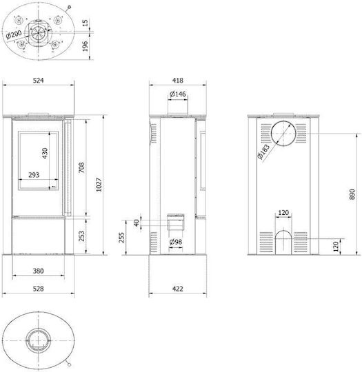 Kratki ERIK WS Ceramică Soba pe lemne 5.5kW White Satin