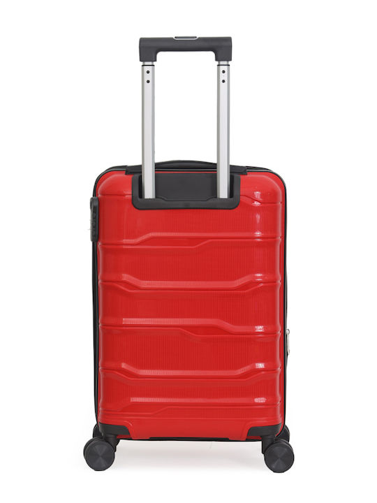Amber Cabin Hard Red Travel Suitcase with 4 Wheels Height 55cm