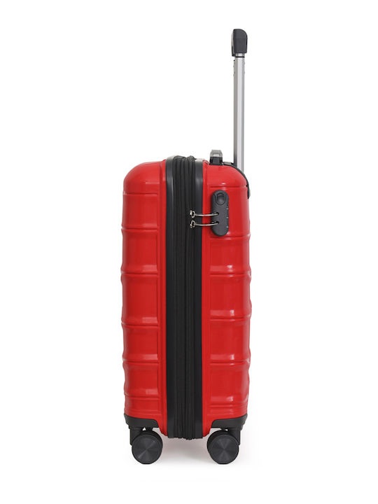Amber Cabin Hard Red Travel Suitcase with 4 Wheels Height 55cm