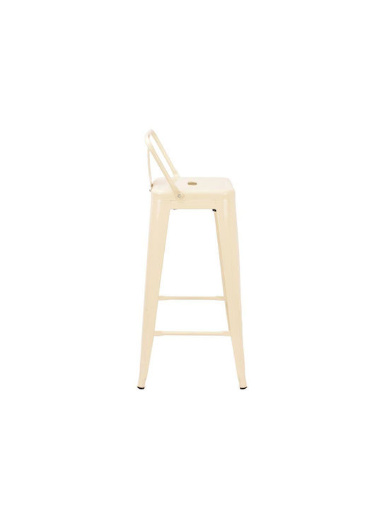 Табуретка Бар с гръбнак Метално Loft Cream Matte 43x44x95бр