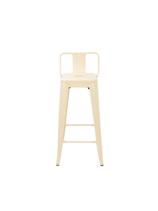 Stool Bar with Backrest Metallic Cream Matte 43x44x43cm