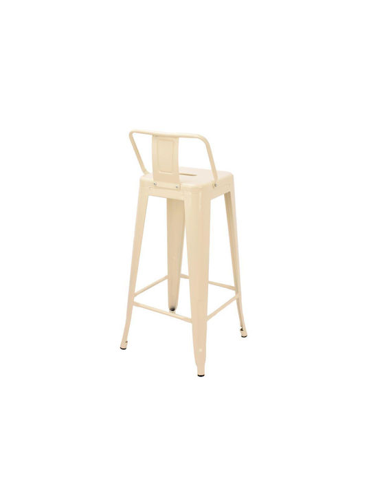Табуретка Бар с гръбнак Метално Loft Cream Matte 43x44x95бр