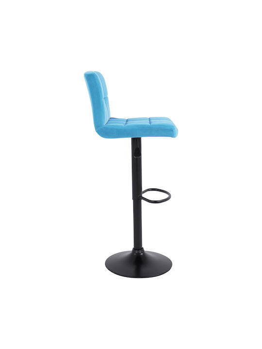 Stool Bar Diana with Back & Adjustable Height Turquoise / Black Checkmate 44x40x90cm