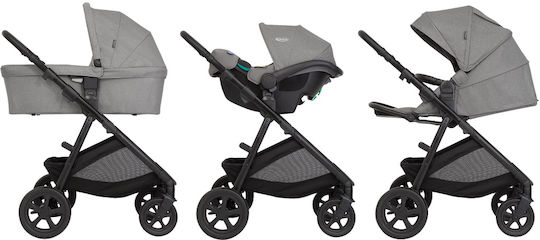 Graco Near2me Dlx Adjustable 3 in 1 Baby Stroller Suitable for Newborn Ash