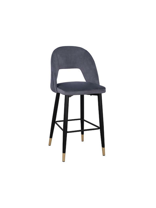 Stool Bar with Backrest Upholstered with Velvet Harper Grey 2pcs 50x51x111cm