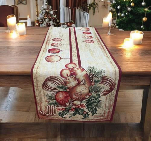 Linea Home Коледно Покривка за маса Тичър Червен Д45xШ140см.