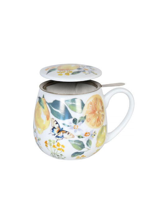 Konitz Cană din Porțelan cu Capac Galbenă 420ml