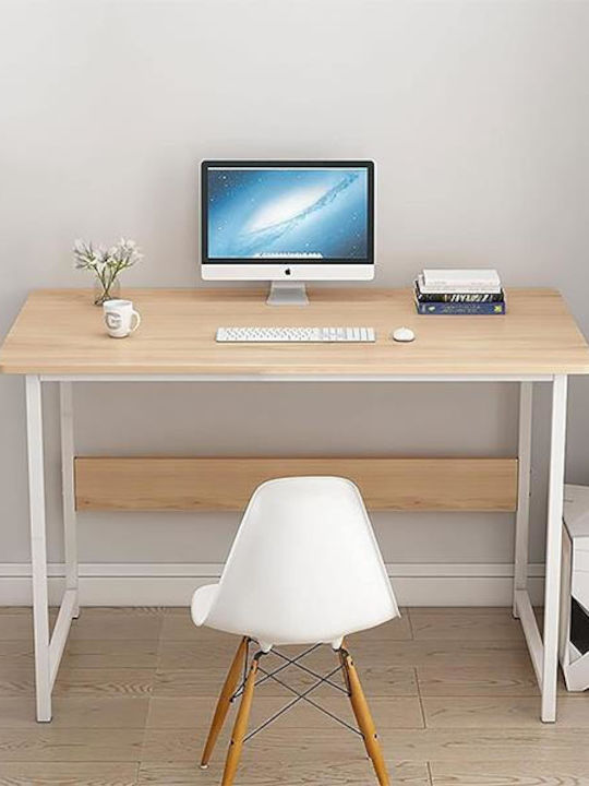 Desk Wooden White / Walnut with Metal Legs 120x40x72cm