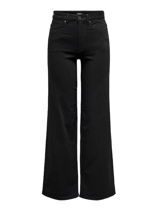 Blush Ψηλόμεσο Γυναικείο Jean Παντελόνι σε Wide Γραμμή Blush, Black