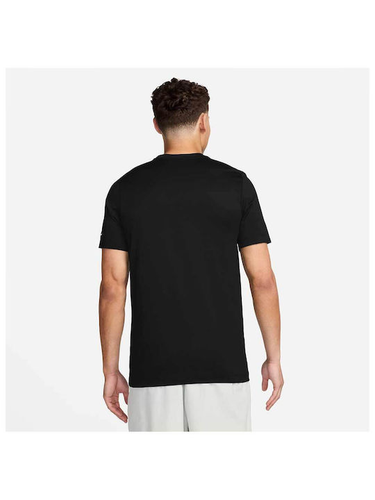 Nike Fitness Ανδρική Αθλητική Μπλούζα Κοντομάνικη Dri-Fit Μαύρη