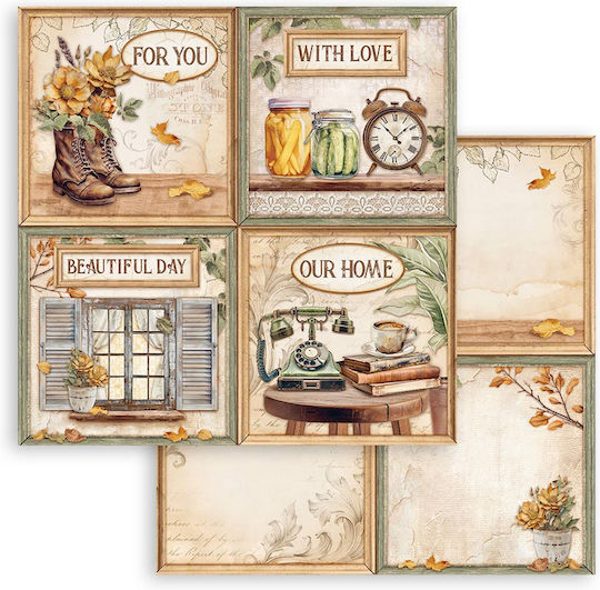 Scrapbooking-Papiere 10 Stück 20,3×20,3cm Stamperia Golden Harmony