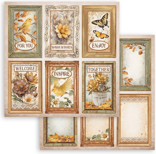 Scrapbooking-Papiere 10 Stück 20,3×20,3cm Stamperia Golden Harmony