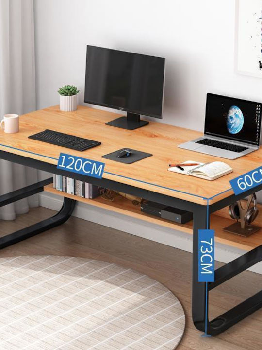 Γραφείο Ξύλινο Μαύρο με Μεταλλικά Πόδια 120x60x72εκ.