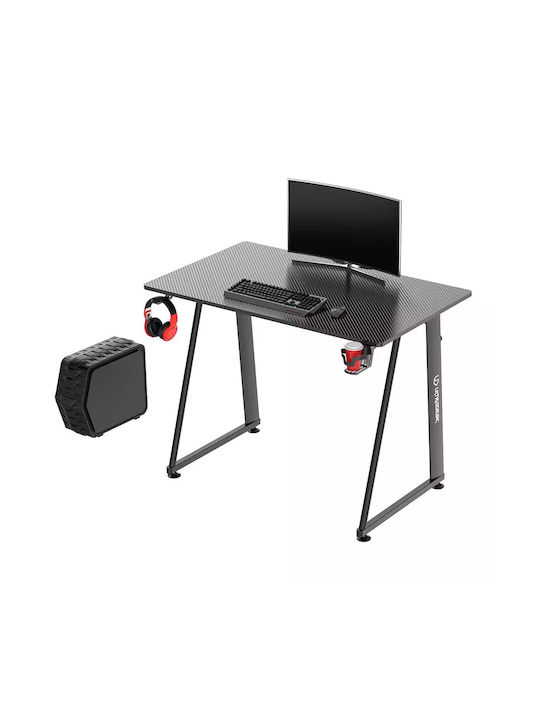 Birou de Jocuri Enter V2 Din Lemn Negru Cu Picioare Metalice și Porturi USB 113x61x76cm