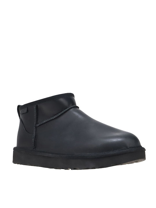 Ugg Australia Classic Ultra Mini Leather Women's Ankle Boots Black