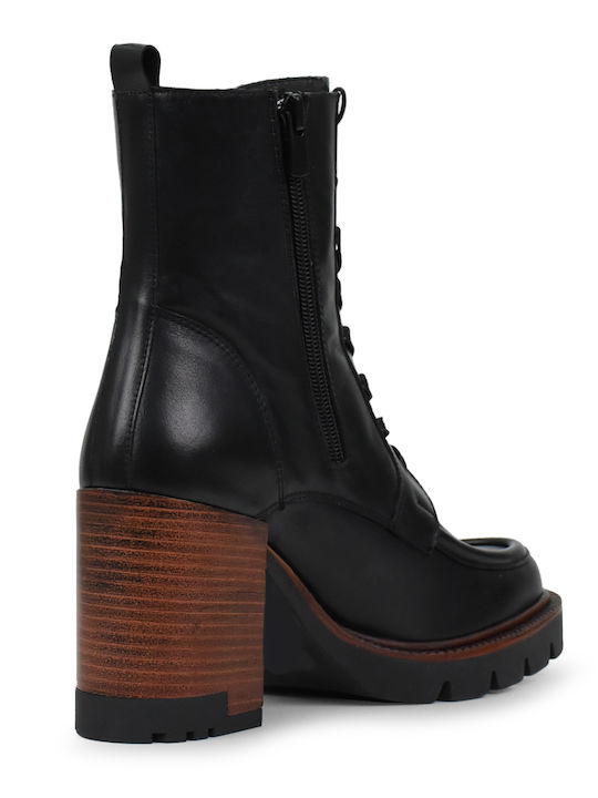 Leder Stiefeletten Damen Schwarz