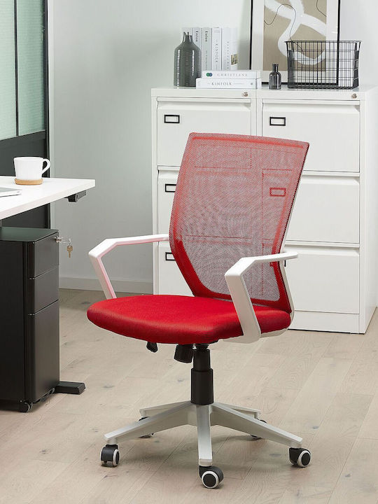 Beliani Office Chair with Fixed Arms Red